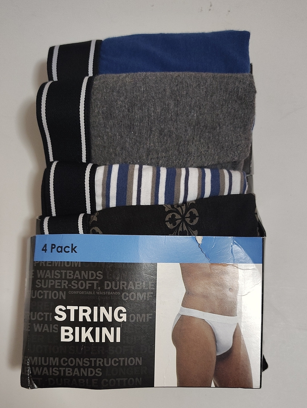 Vtg Men's String Bikini Underwear By Kmart Assorted Colors - 4 Pack - Size XL